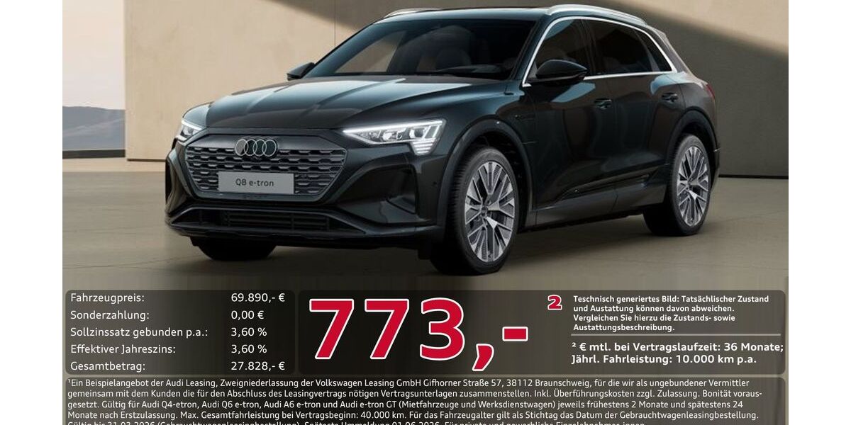 Audi Q8 e-tron 31.225 km 69.890 &euro; Ingolstadt 85057